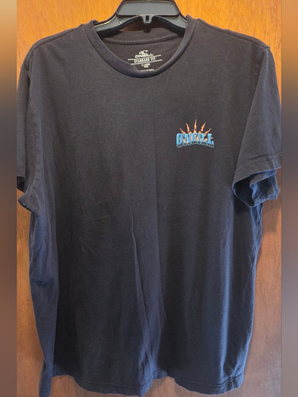O'Neill Black Short Sleeve Tee with Blue and Orange Logo SzXL